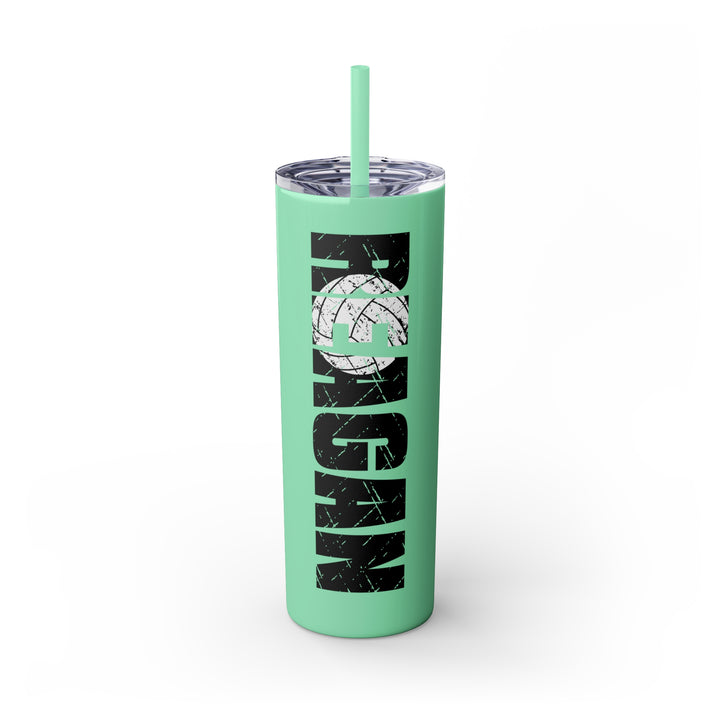 Volleyball 20oz Skinny Tumbler with Straw w/Custom Name