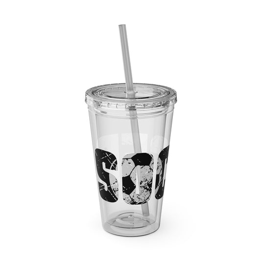 Soccer 16 oz Sunsplash Tumbler with Straw