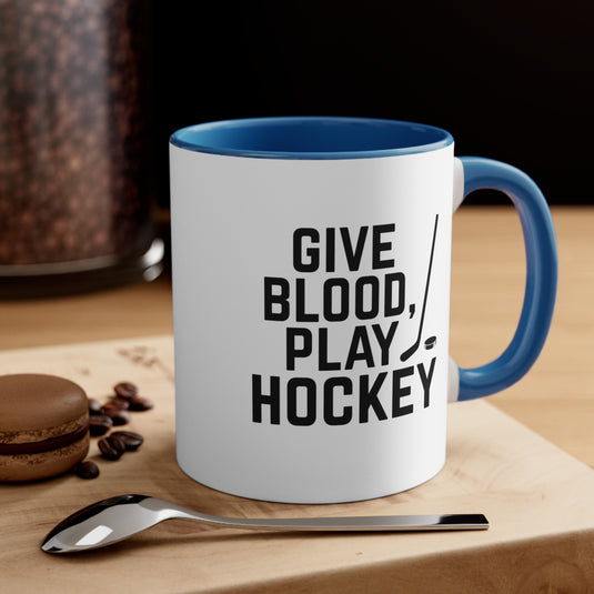 Give Blood Play Hockey 11oz Accent Mug