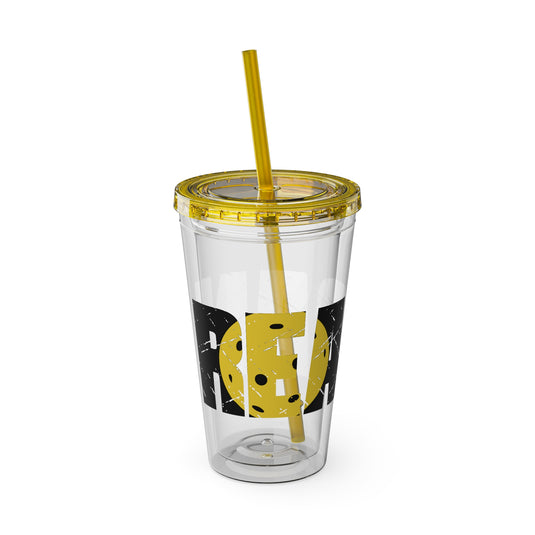 Pickleball 16 oz Sunsplash Tumbler with Straw w/Custom Name