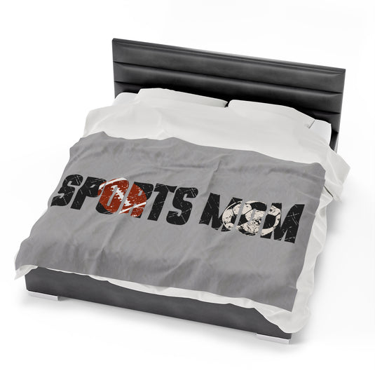 Sports Mom w/Football & Soccer Ball Plush Blanket