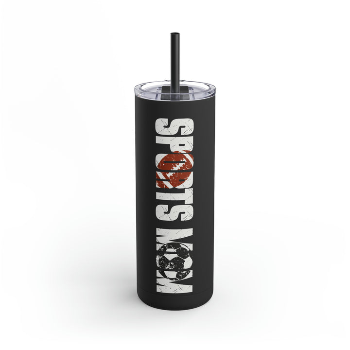 Sports Mom w/Football & Soccer Ball 20oz Skinny Matte Tumbler