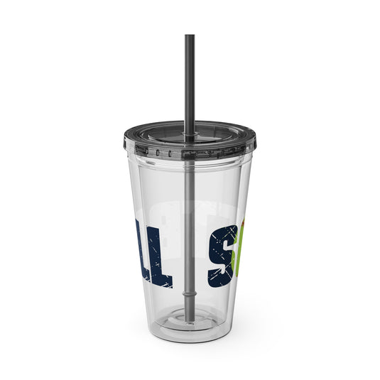 Softball 16 oz Sunsplash Tumbler with Straw