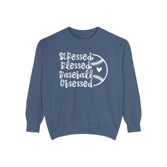 Stressed Blessed Baseball Obsessed Adult Unisex Premium Crewneck Sweatshirt