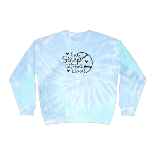 Eat Sleep Baseball Repeat Adult Unisex Tie-Dye Crewneck Sweatshirt