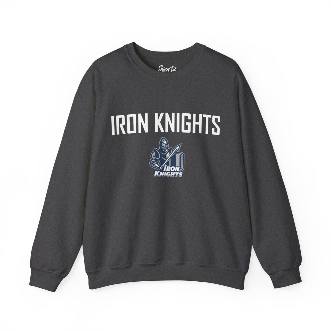 Iron Knights Adult Unisex Crewneck Sweatshirt w/Name, Number & Bible Verse - All White or Blue Design