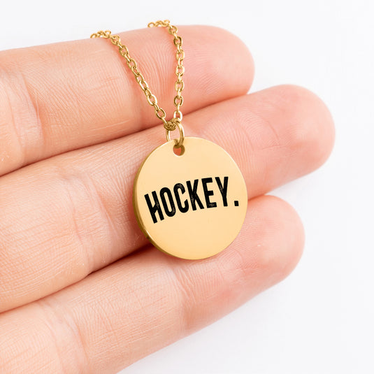 Hockey Rustic Design Coin Necklace