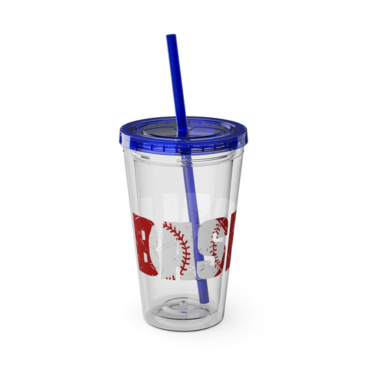 Baseball 16 oz Sunsplash Tumbler with Straw