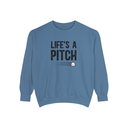 Life's a Pitch Baseball Adult Unisex Premium Crewneck Sweatshirt