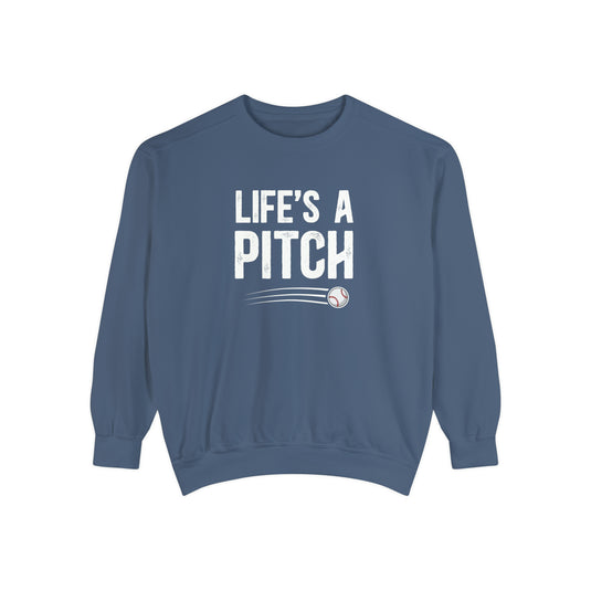 Life's a Pitch Baseball Adult Unisex Premium Crewneck Sweatshirt