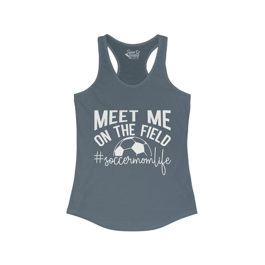 Meet Me on the Field Soccer Adult Women's Racerback Tank