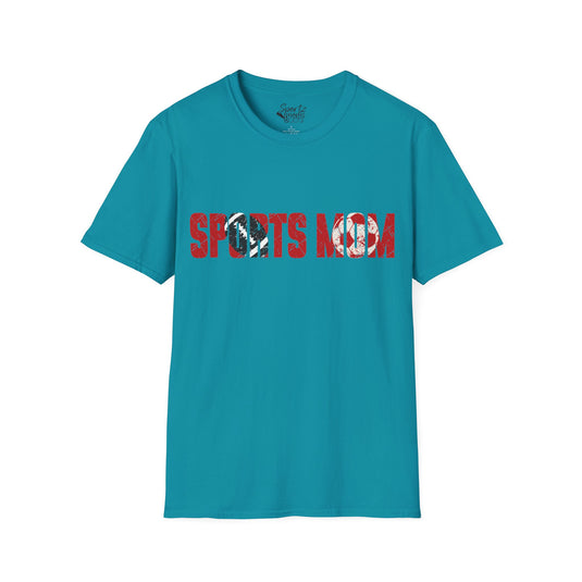 Sports Mom w/Football & Soccer Ball Adult Unisex Basic T-Shirt