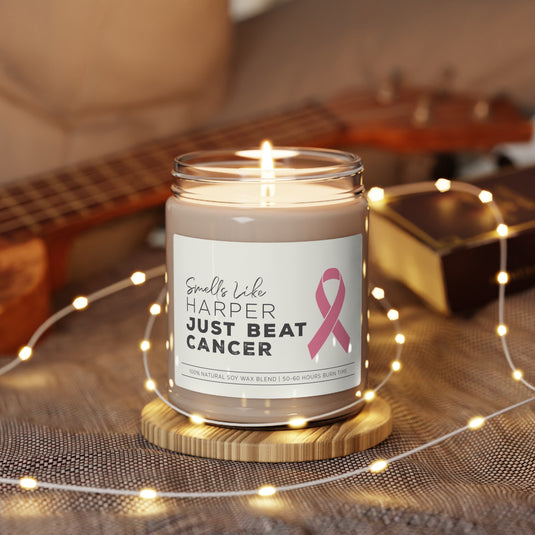 Smells Like "Custom Name" Just Beat Cancer 9oz Candle