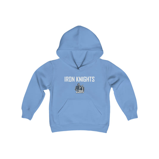 Iron Knights Youth Hooded Sweatshirt W/Name, Number & Bible Verse - All White Design