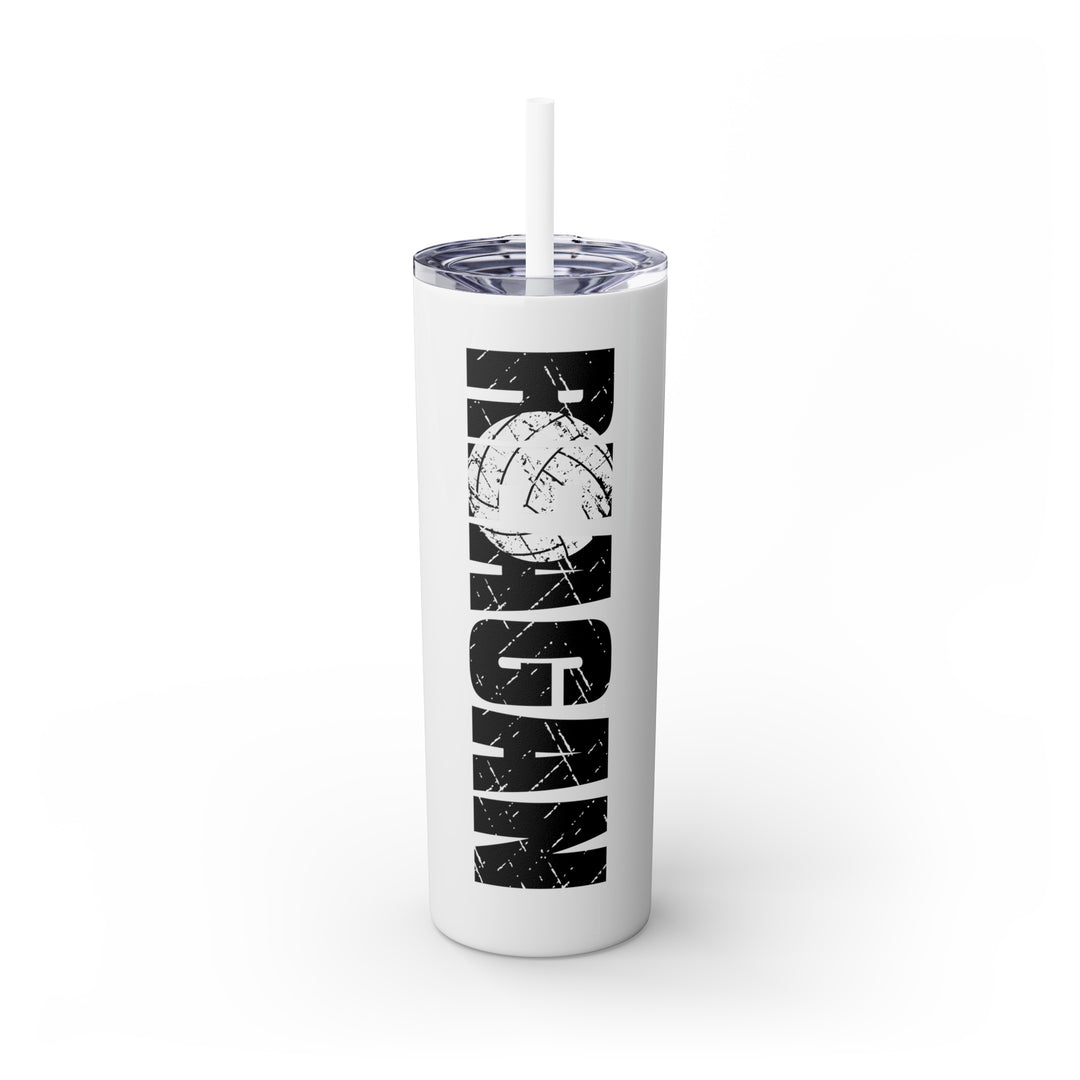 Volleyball 20oz Skinny Tumbler with Straw w/Custom Name