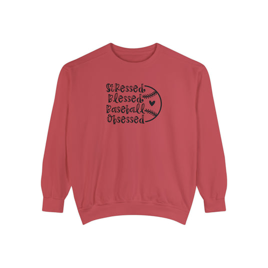 Stressed Blessed Baseball Obsessed Adult Unisex Premium Crewneck Sweatshirt