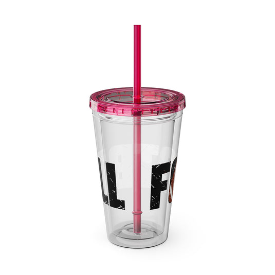 Football 16 oz Sunsplash Tumbler with Straw