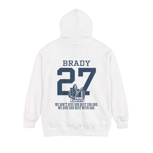 Iron Knights Premium Adult Unisex Hooded Sweatshirt W/Name, Number & Bible Verse - Block Design