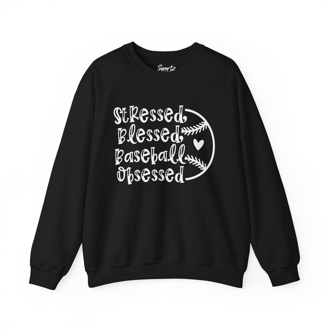 Stressed Blessed Baseball Obsessed Adult Unisex Crewneck Sweatshirt