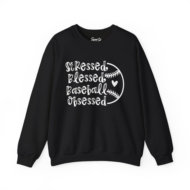 Stressed Blessed Baseball Obsessed Adult Unisex Crewneck Sweatshirt