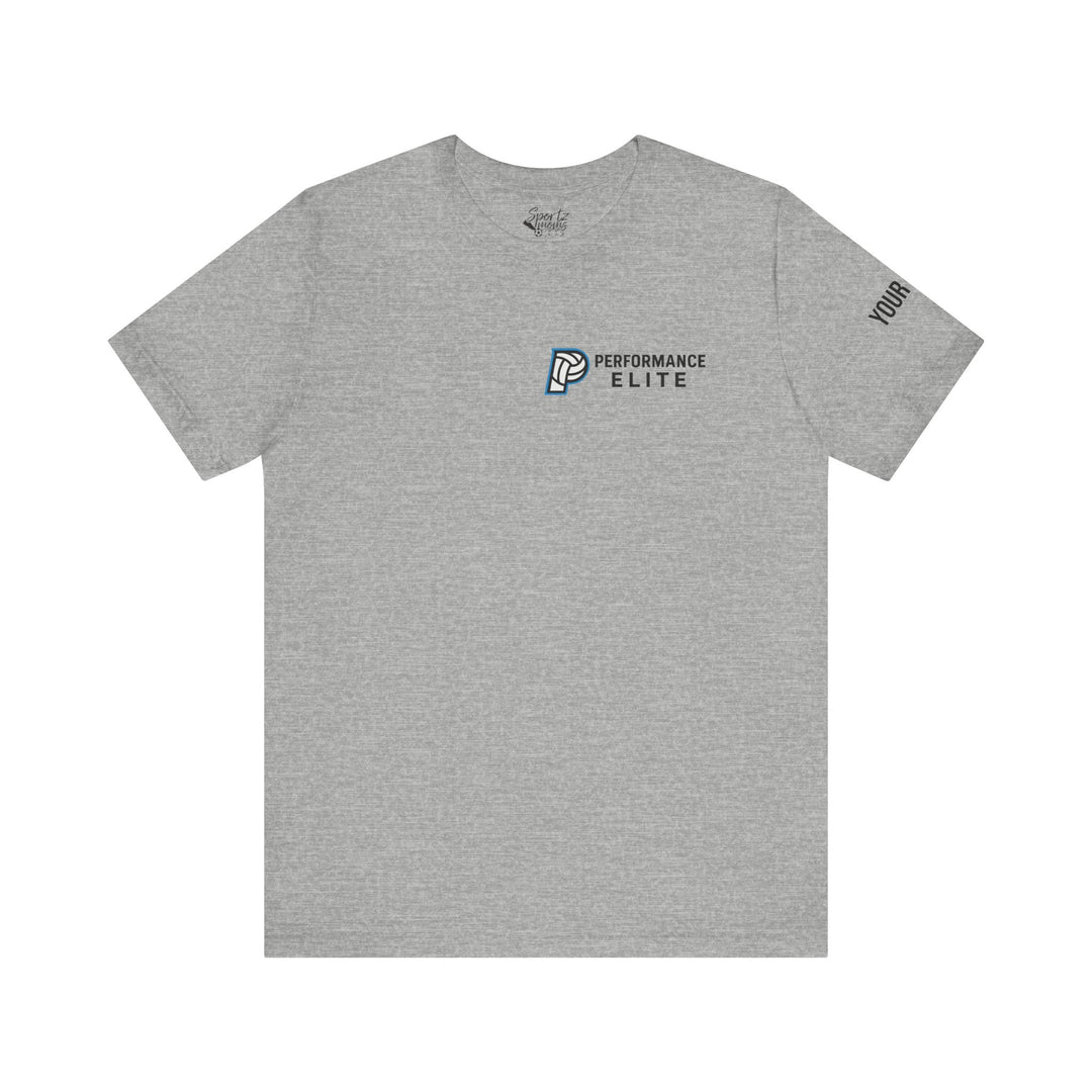 Performance Elite Unisex Adult Mid-Level T-Shirt w/Front & Back Logo & Custom Name on Sleeve