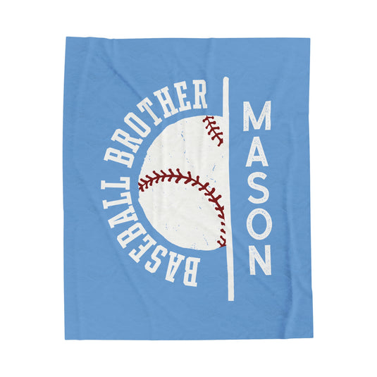 Baseball Plush Blanket - Baseball Brother w/Custom Name
