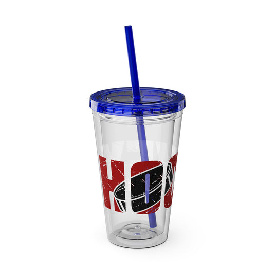 Hockey 16 oz Sunsplash Tumbler with Straw