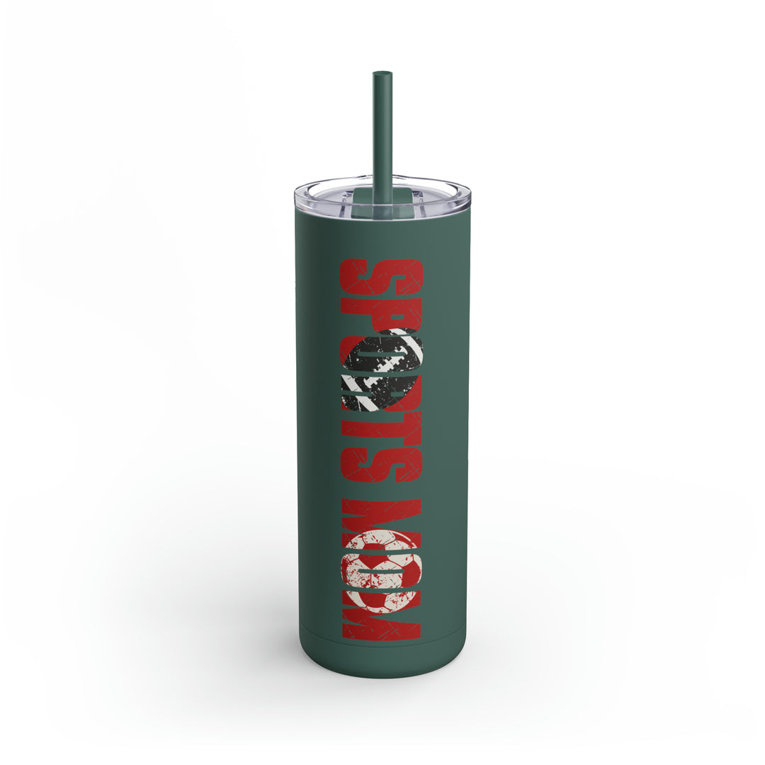 Sports Mom w/Football & Soccer Ball 20oz Skinny Matte Tumbler