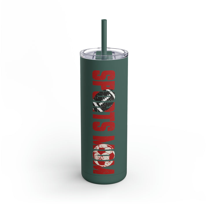 Sports Mom w/Football & Soccer Ball 20oz Skinny Matte Tumbler