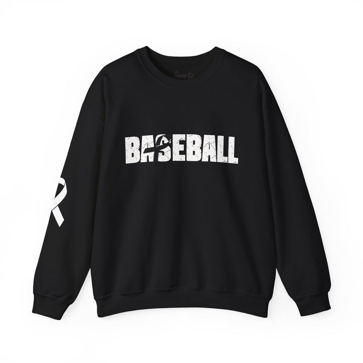 Cancer Ribbon Pick Your Sport Adult Unisex Crewneck Sweatshirt w/Ribbon on Sleeve