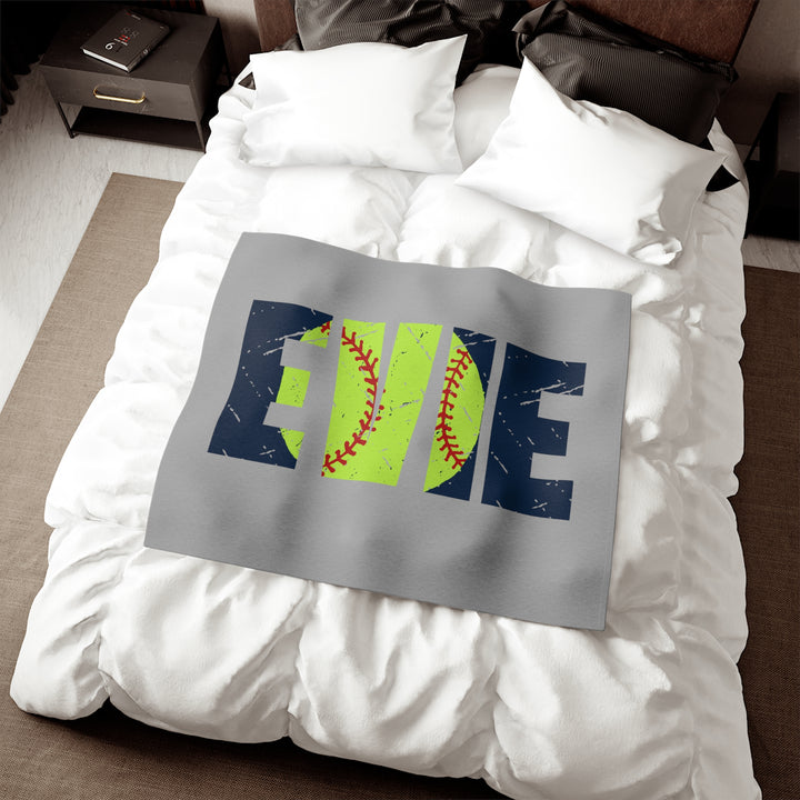 Softball Sweatshirt Blanket w/Custom Name