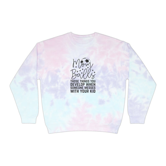 Mom Balls Soccer Adult Unisex Tie-Dye Crewneck Sweatshirt