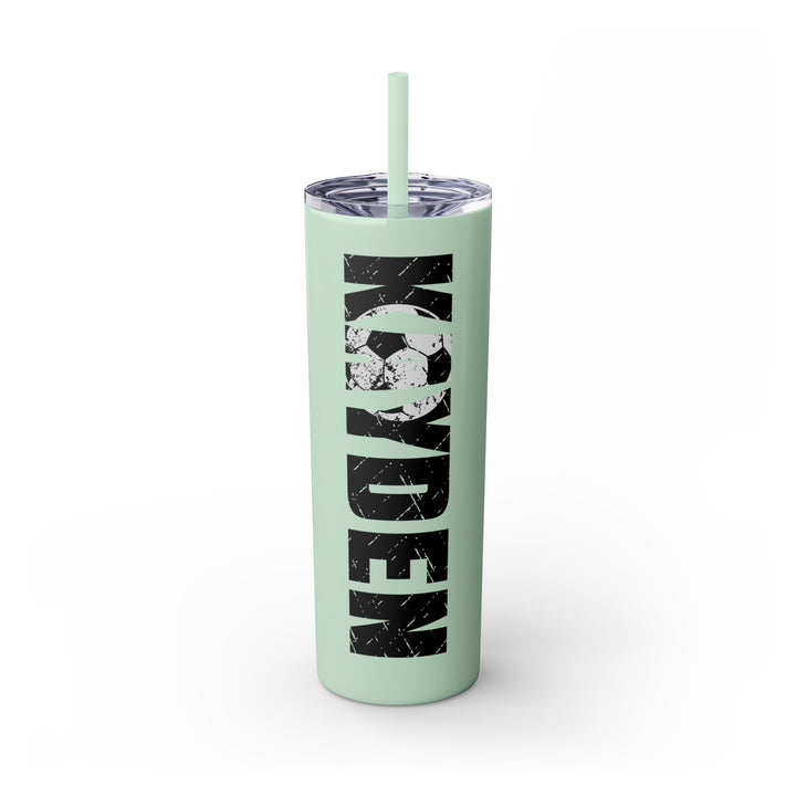 Soccer 20oz Skinny Tumbler with Straw w/Custom Name