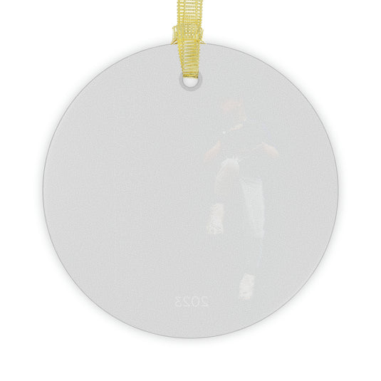 Baseball Picture Black Tone Effect Glass Ornament