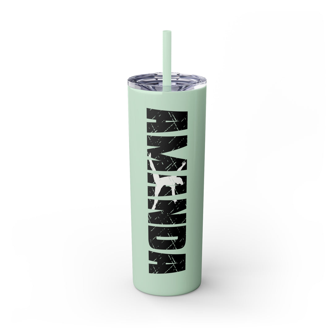 Gymnastics 20oz Skinny Tumbler with Straw w/Custom Name