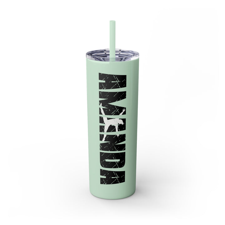 Gymnastics 20oz Skinny Tumbler with Straw w/Custom Name
