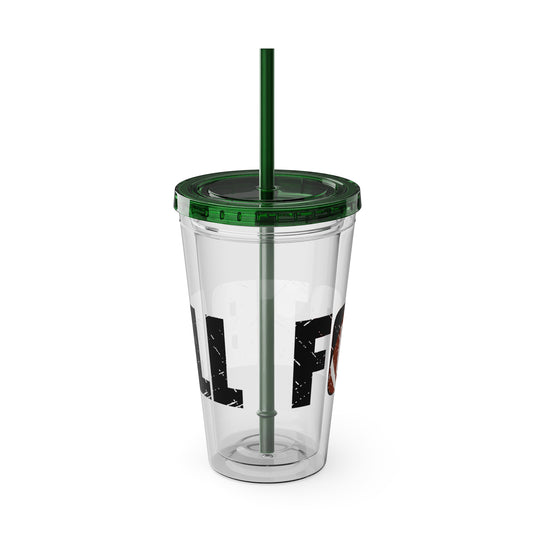 Football 16 oz Sunsplash Tumbler with Straw