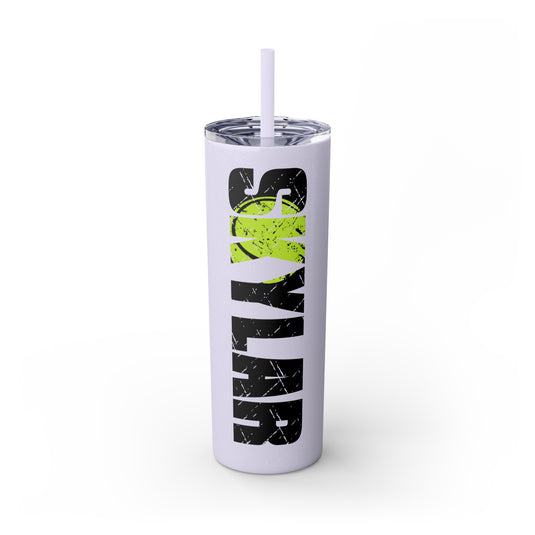 Tennis 20oz Skinny Tumbler with Straw w/Custom Name