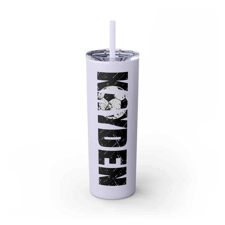 Soccer 20oz Skinny Tumbler with Straw w/Custom Name