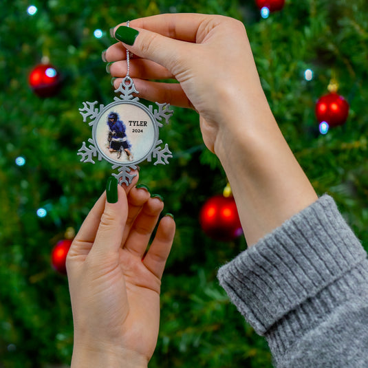 Custom Picture Pewter Snowflake Ornament