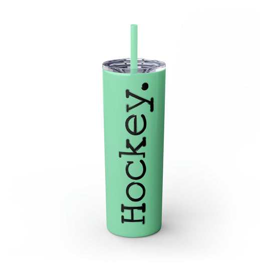 Typewriter Design Hockey 20oz Skinny Tumbler with Straw in Matte or Glossy