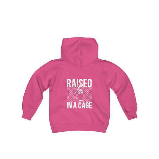 Raised in a Cage Softball Unisex Youth Hooded Sweatshirt