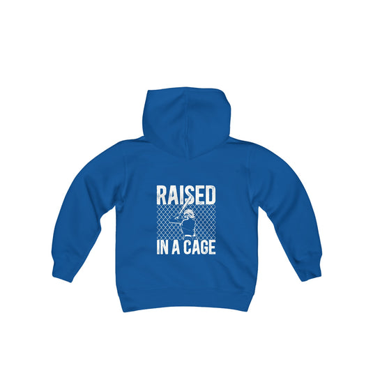 Raised in a Cage Softball Unisex Youth Hooded Sweatshirt