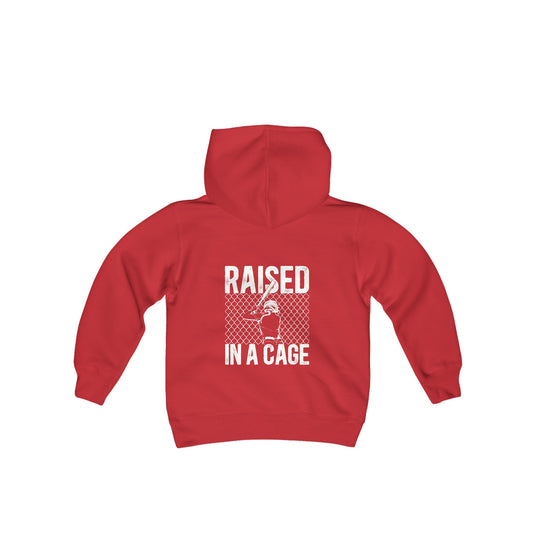 Raised in a Cage Softball Unisex Youth Hooded Sweatshirt