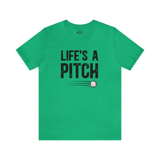 Life's a Pitch Baseball Adult Unisex Mid-Level T-Shirt