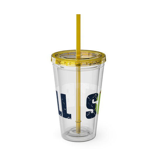 Softball 16 oz Sunsplash Tumbler with Straw