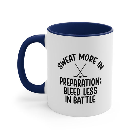 Sweat More in Preparation 11oz Hockey Accent Mug