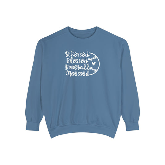 Stressed Blessed Baseball Obsessed Adult Unisex Premium Crewneck Sweatshirt