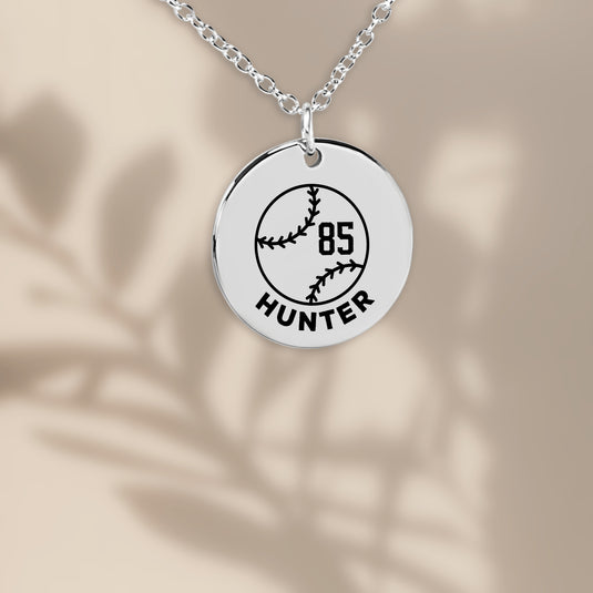 Baseball Custom Name & Number Coin Necklace
