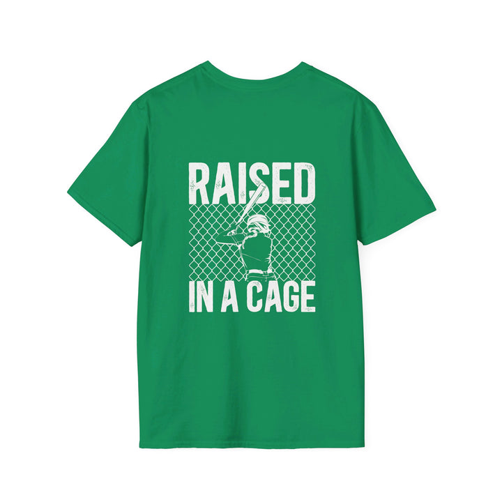 Raised in a Cage Softball Unisex Adult T-Shirt